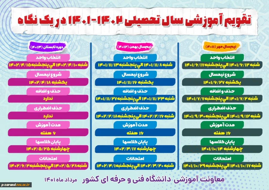 تقویم آموزشی سال 1401و 1402  2